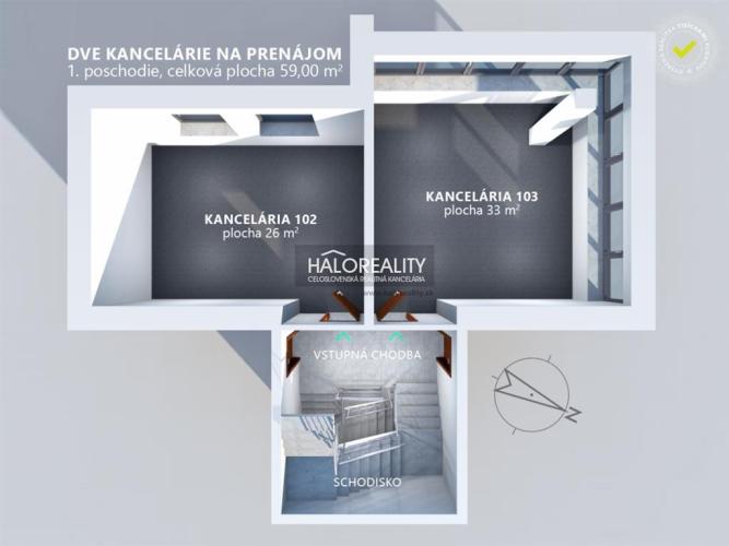 Reality Prenájom, kancelársky priestor Bratislava Lamač, (59 m2) - NOVOSTAVBA