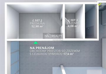Reality Prenájom, obchodný priestor Bratislava Dúbravka, plocha 17,6 m2