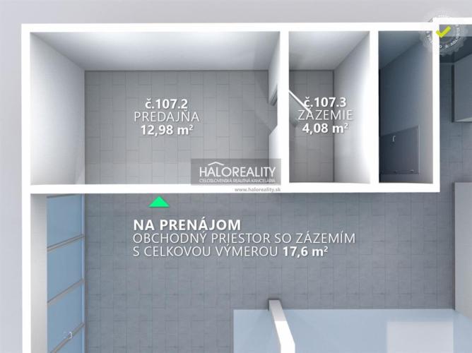 Reality Prenájom, obchodný priestor Bratislava Dúbravka, plocha 17,6 m2