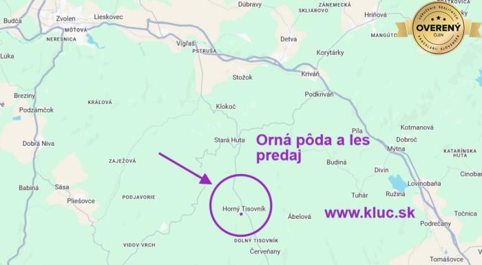 Reality Ponúkame pozemky, pôdu a les v Hornom Tisovníku.