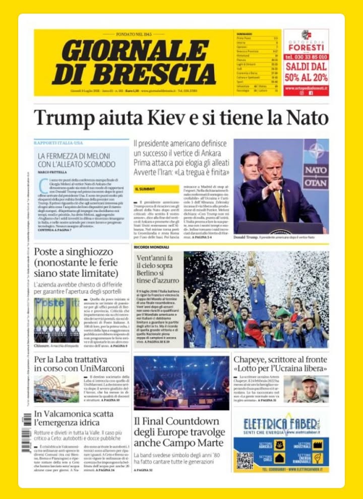 Buongiorno dalla redazione con la prima pagina del Giornale di Brescia di oggi 👉🏻 Per gli aggiornamenti: www.giornaledib...