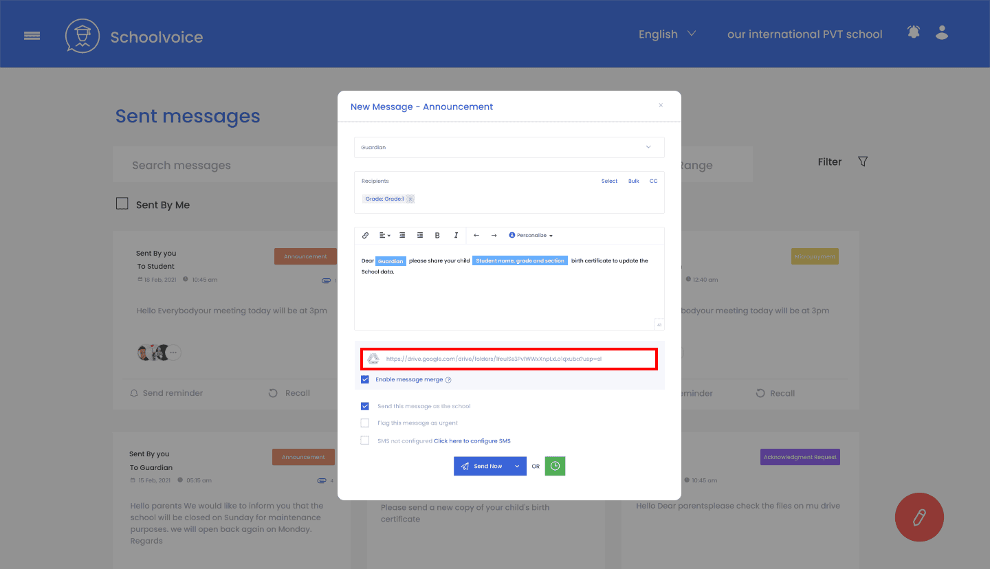 Illustration for: Schoolvoice Message Merge Feature