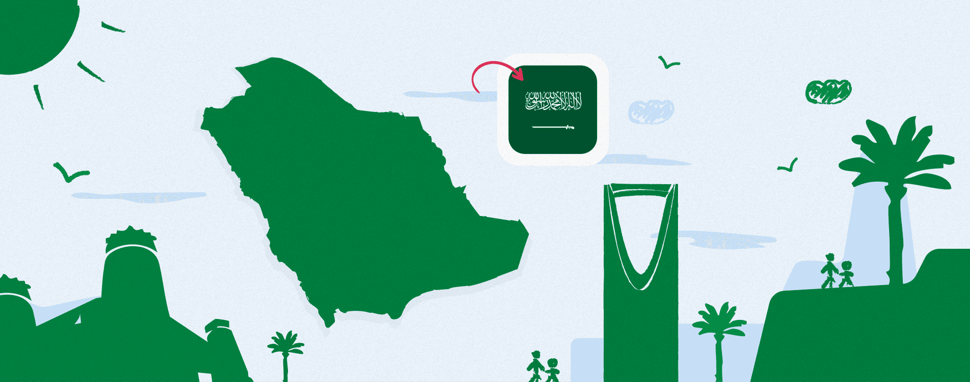 Banner showing the announcement of Saudi Arabia’s return to a two-semester school system starting in the 2025 academic year (1447 AH)