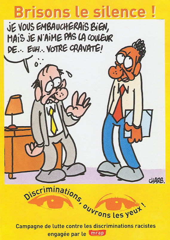 En 2000, Stéphane Charbonnier prête sa plume au MRAP (Mouvement contre le Racisme et pour l'Amitié entre les Peuples).