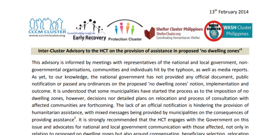 Executive Summary Advisory Note on No Dwelling Zones 2014
