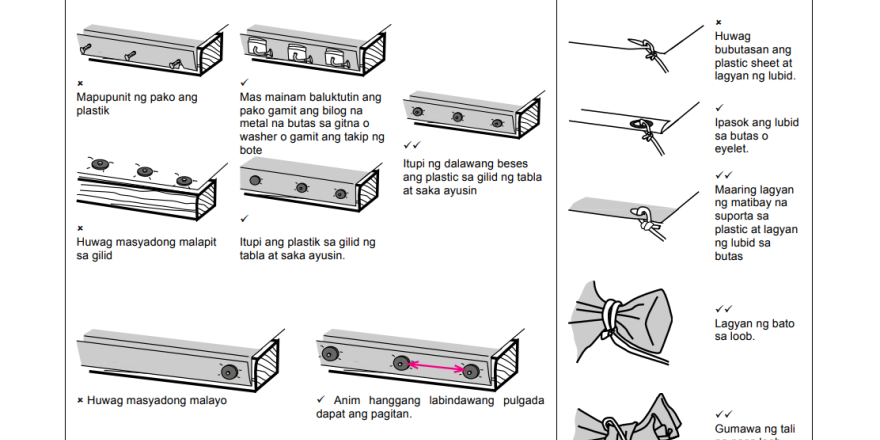 Fixing Plastic Sheets in Tagalog