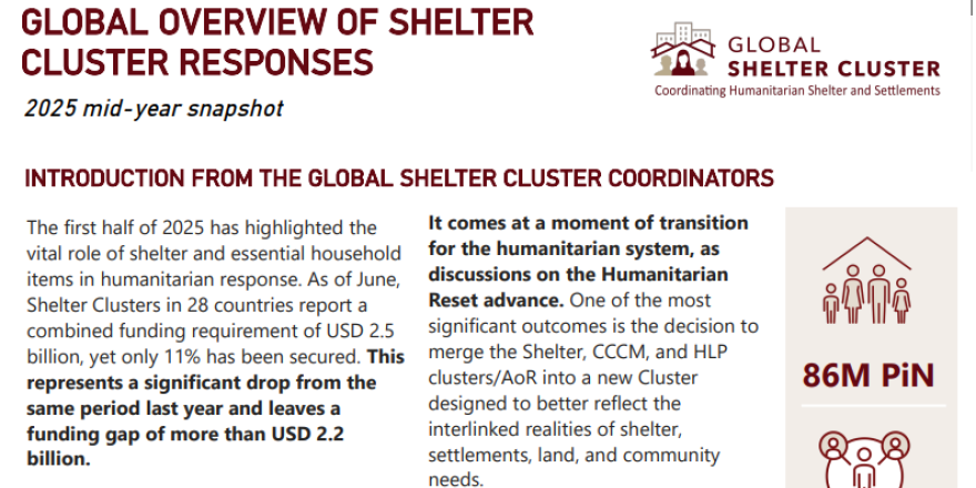 Global overview of shelter cluster responses - 2025 Mid-year snapshot