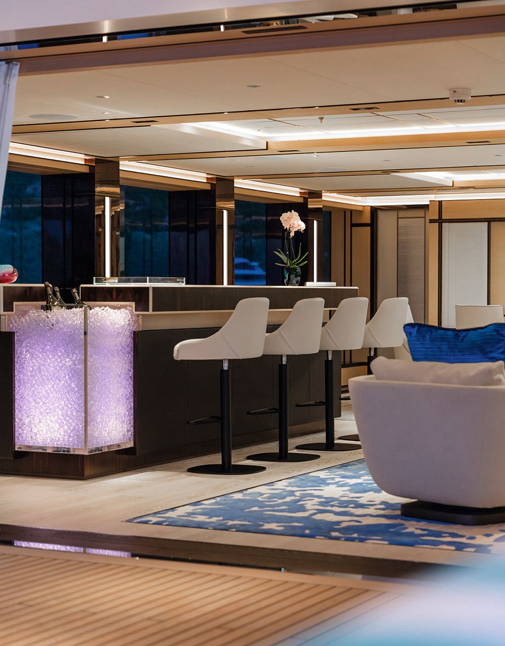 Looking at the bar from behind