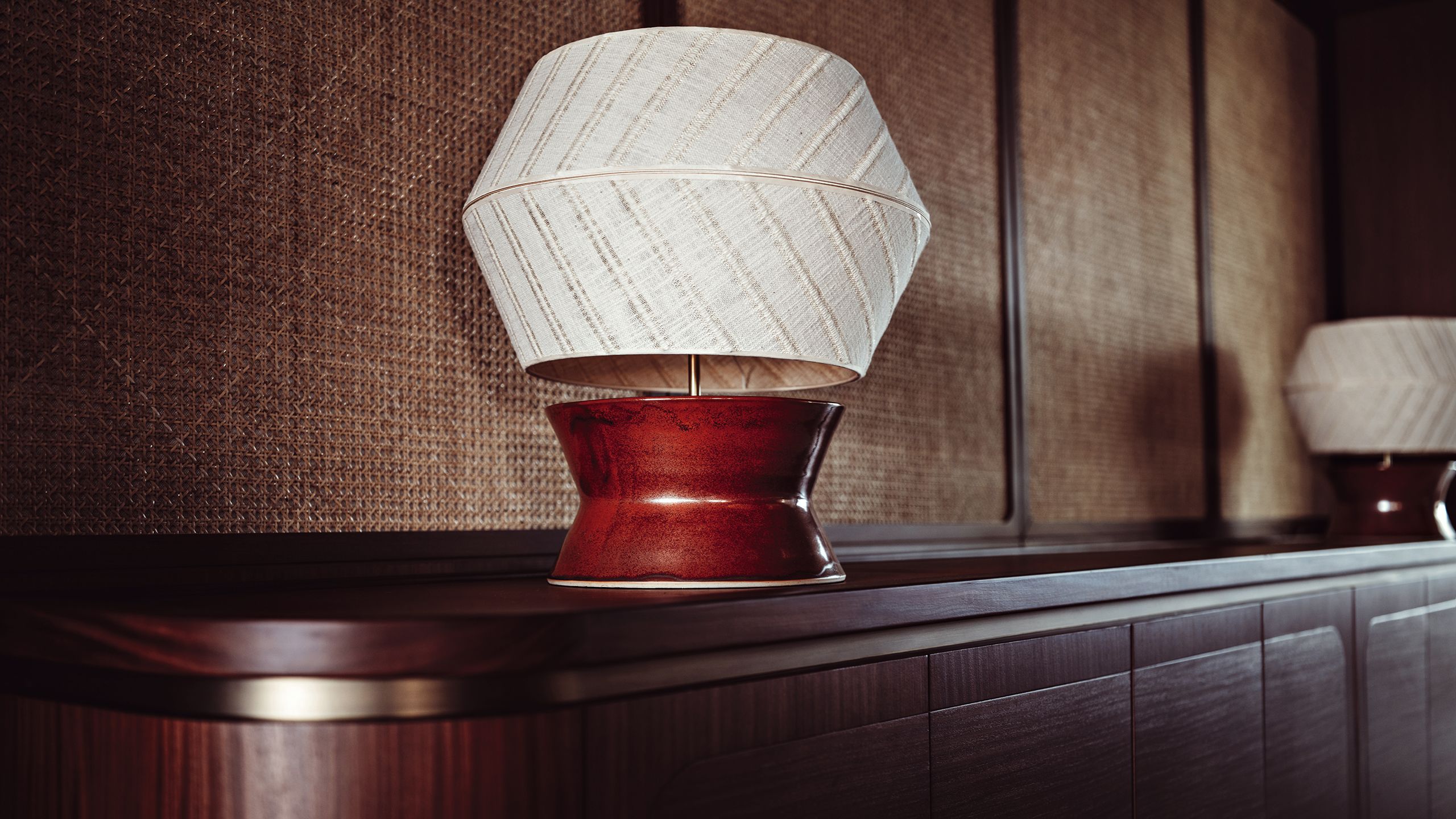 Lamp on sideboard