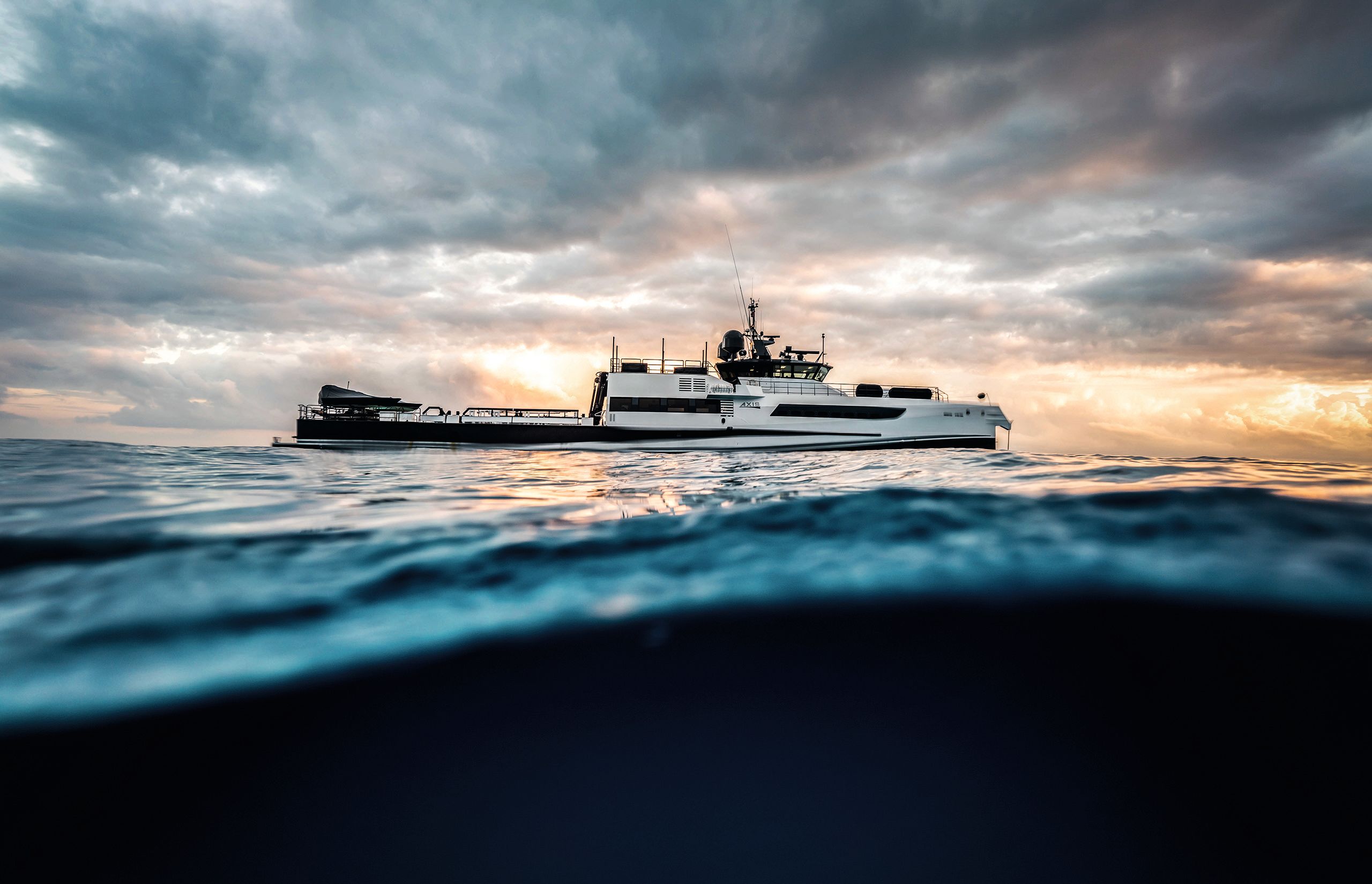 View of boat from the waterline