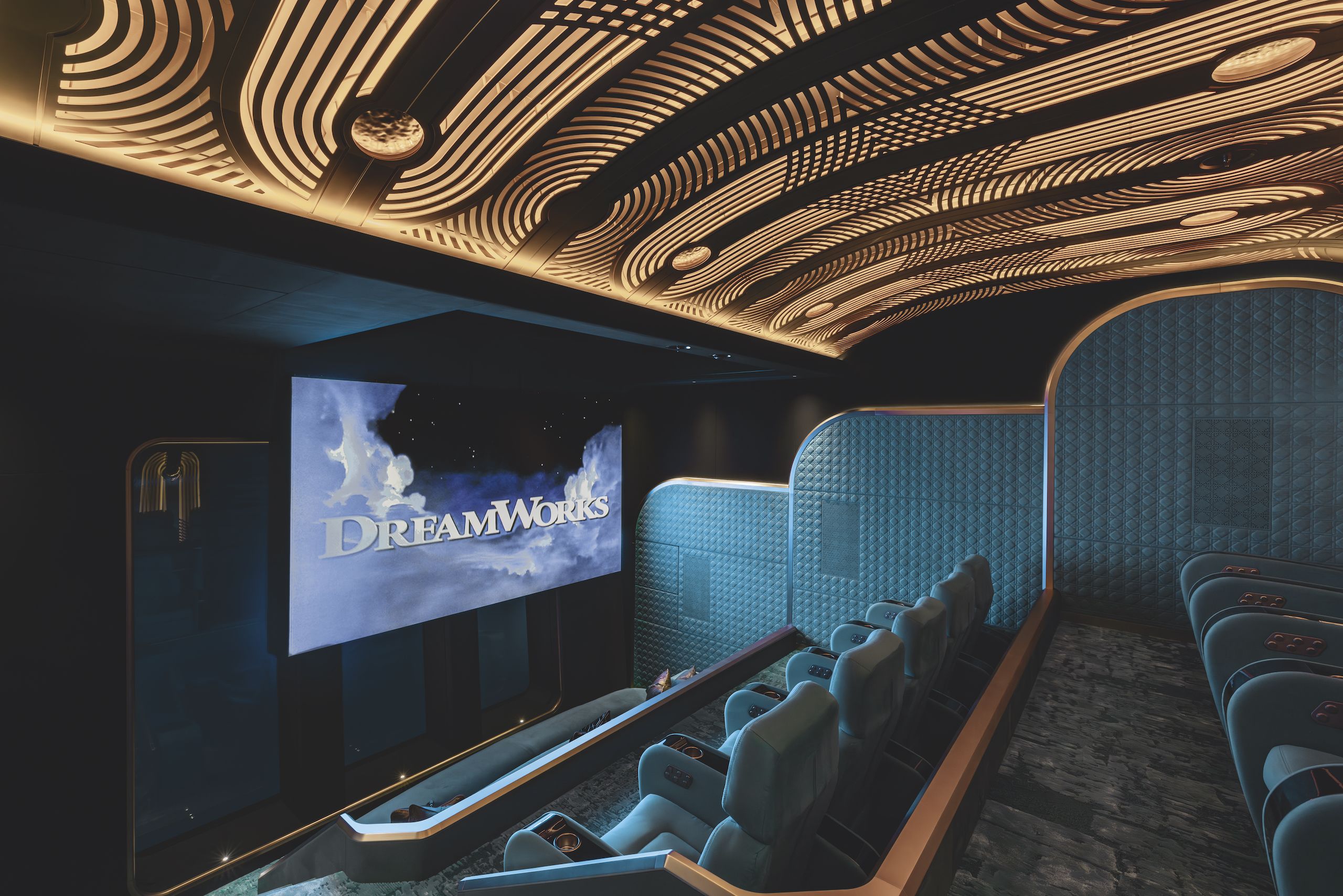 Cinema room on Lürssen Kismet