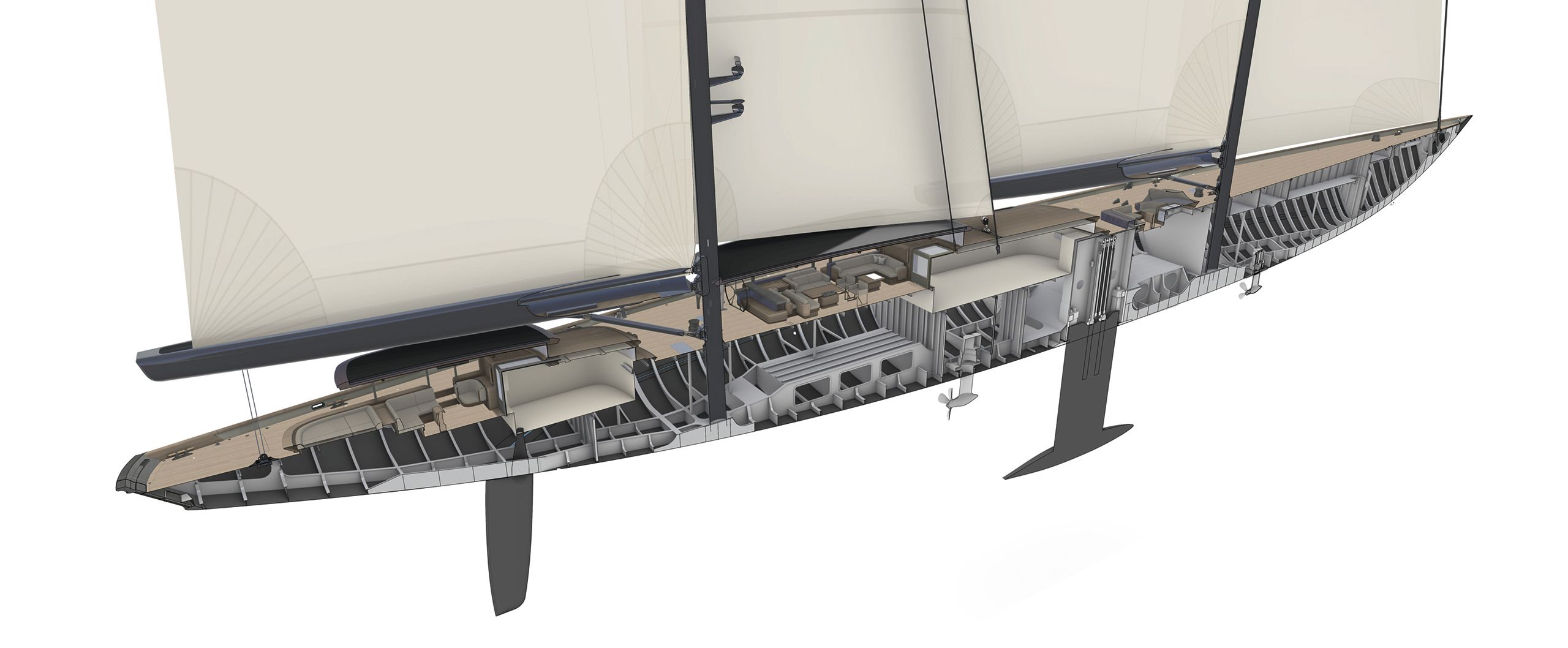 Technical drawing showing wood on the deck