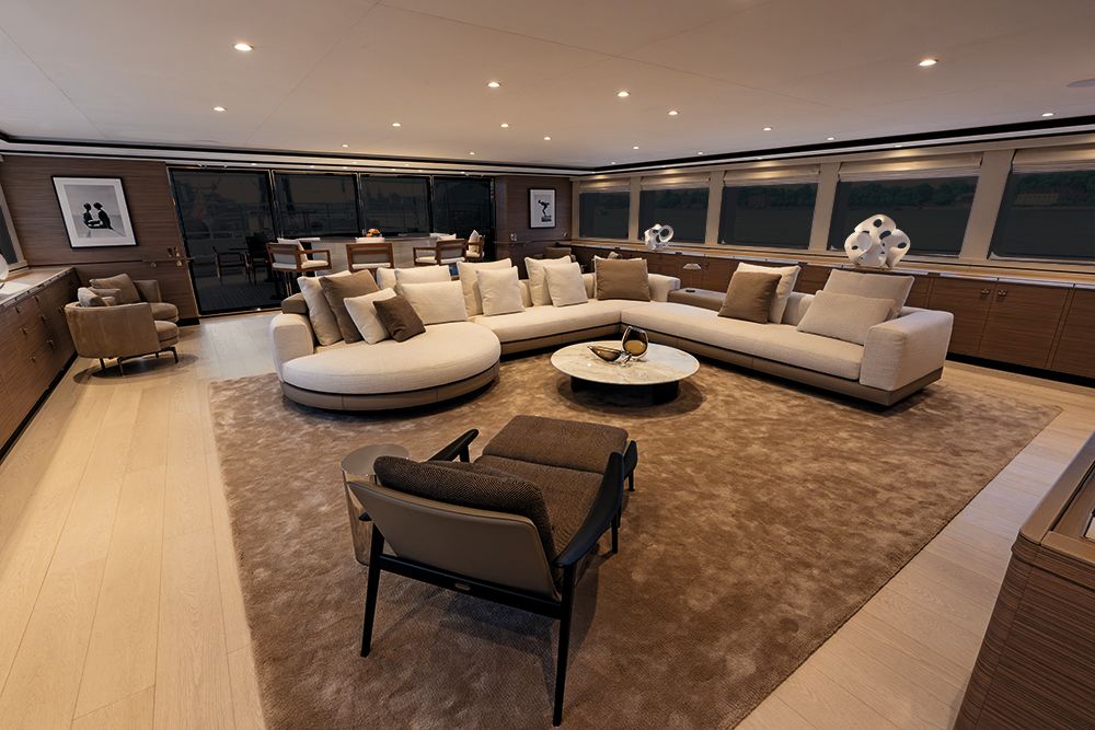 Chairs and curved sofa