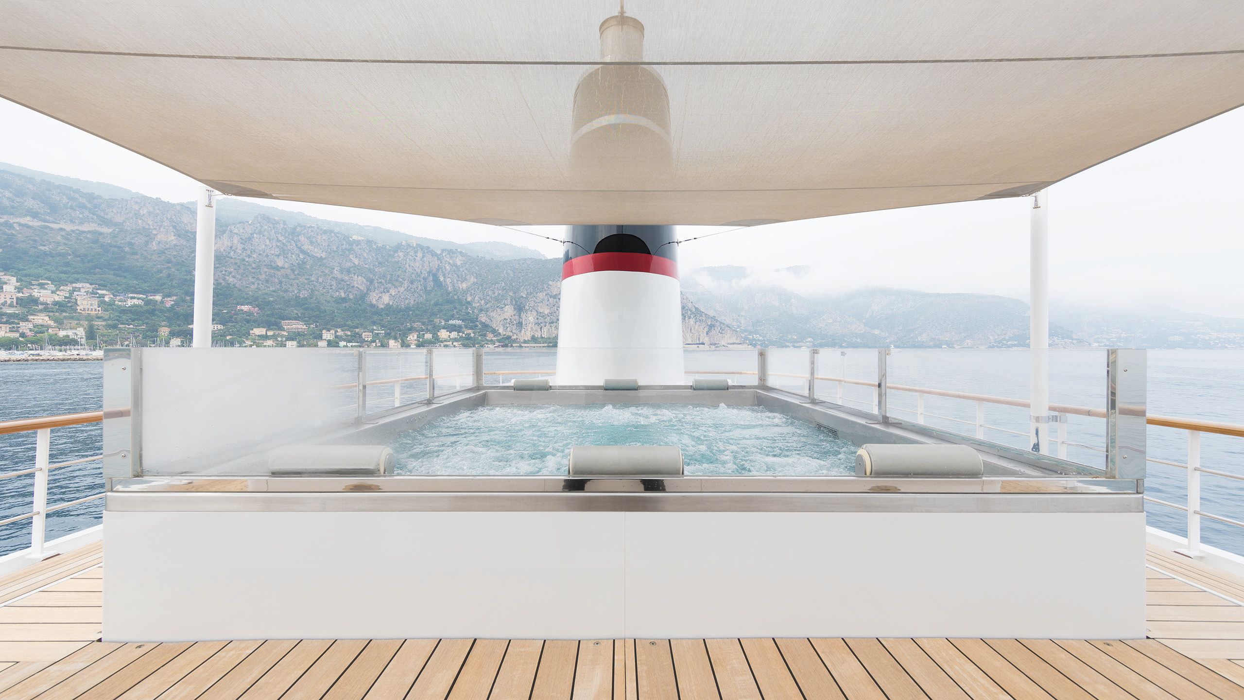 The deck before the refit with large spa pool