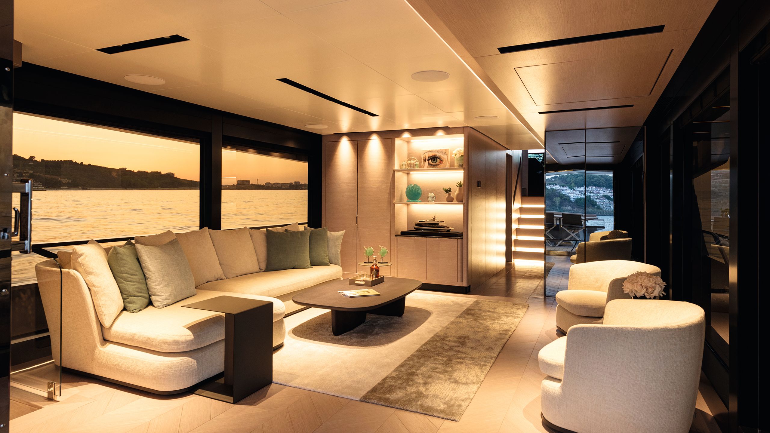 Sofa area of split level saloon