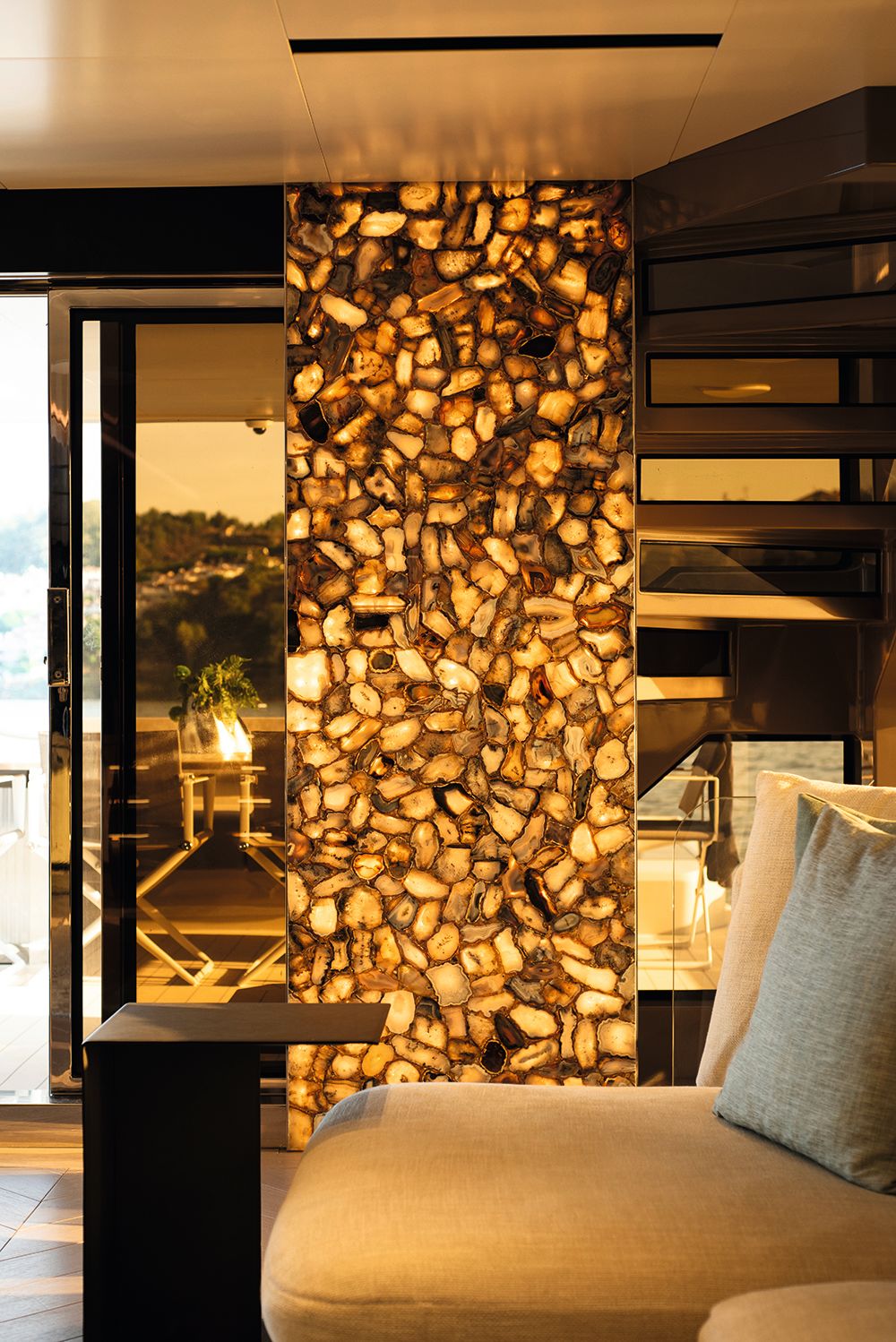 Design feature on a wall in the saloon