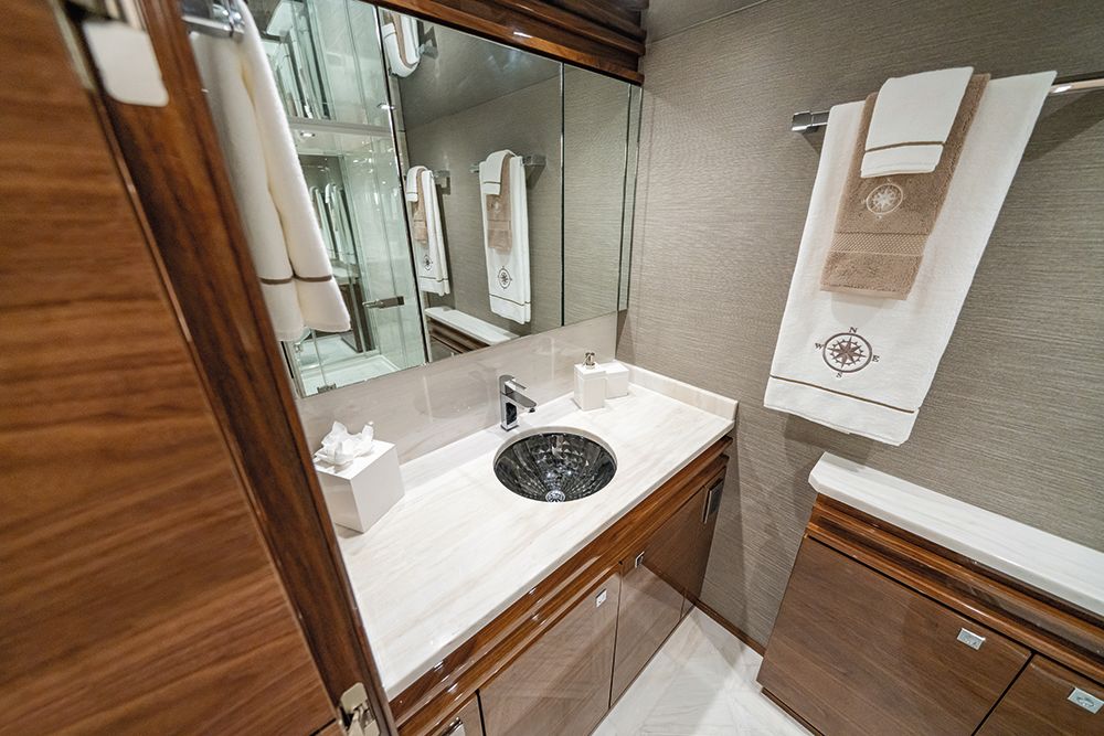 Cream and wood bathroom