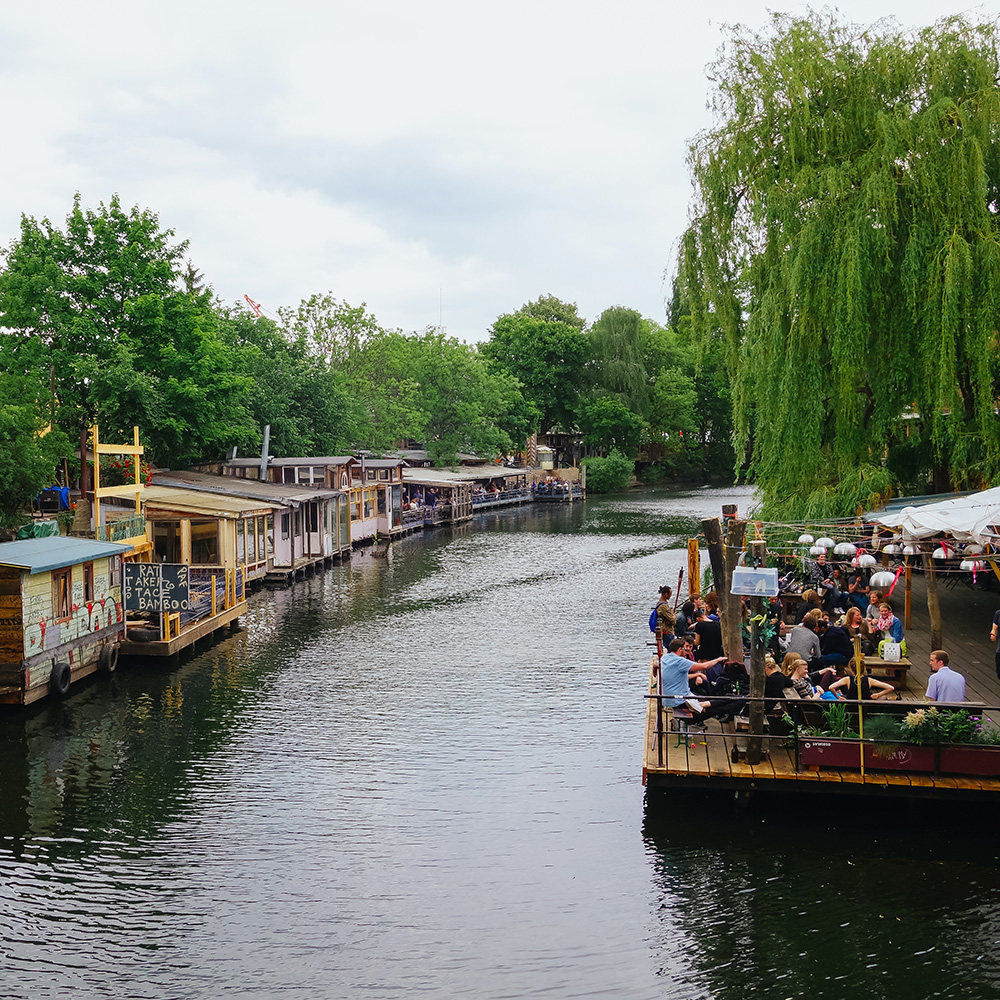 Cafe on the banks of Berlin canals