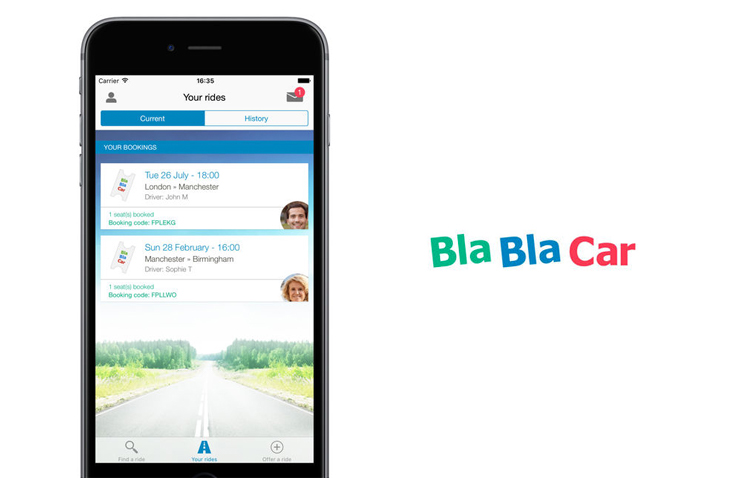 BlaBlaCar iOS app for carpool rides