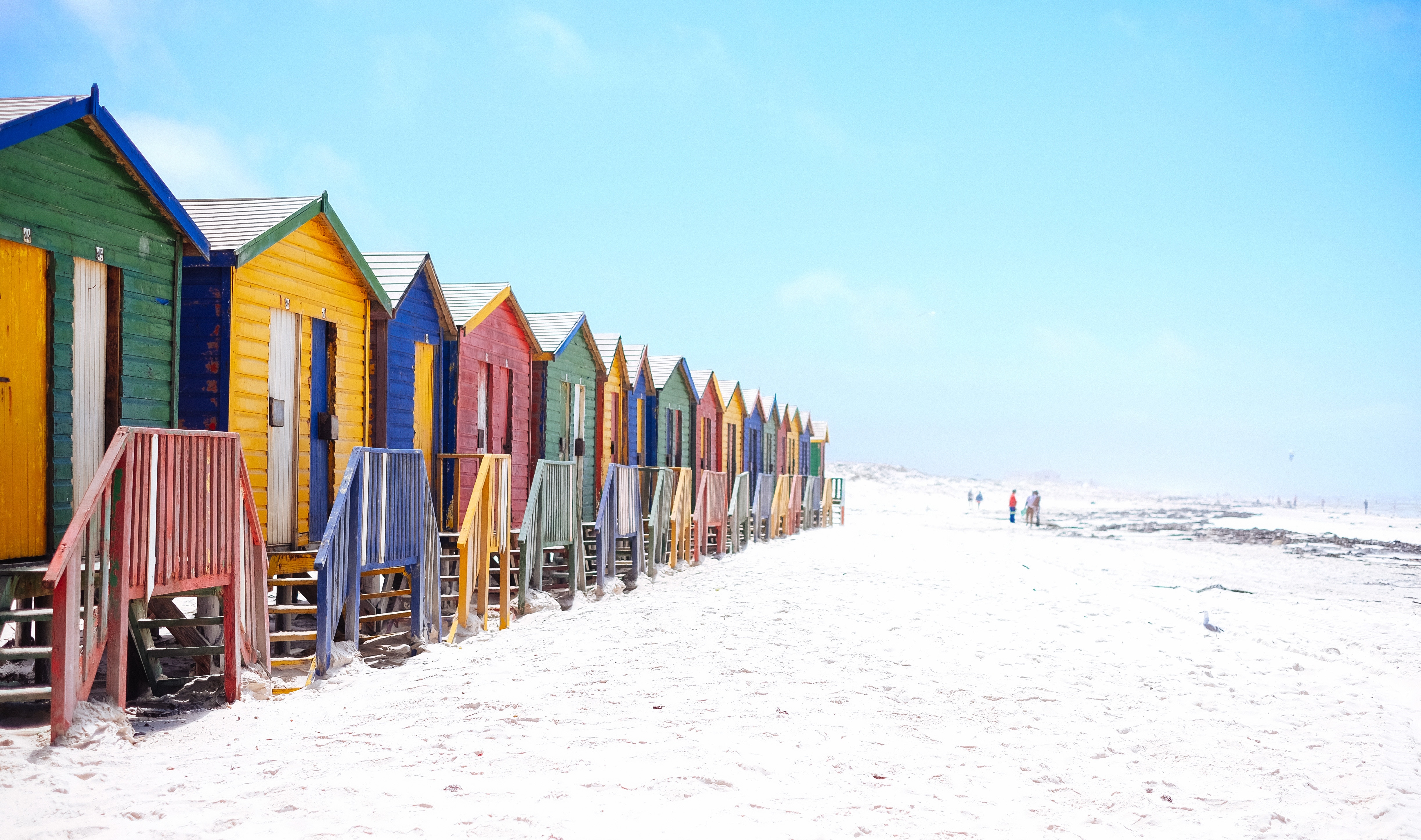 Colourful wooden sheds on the beach in CapeTown