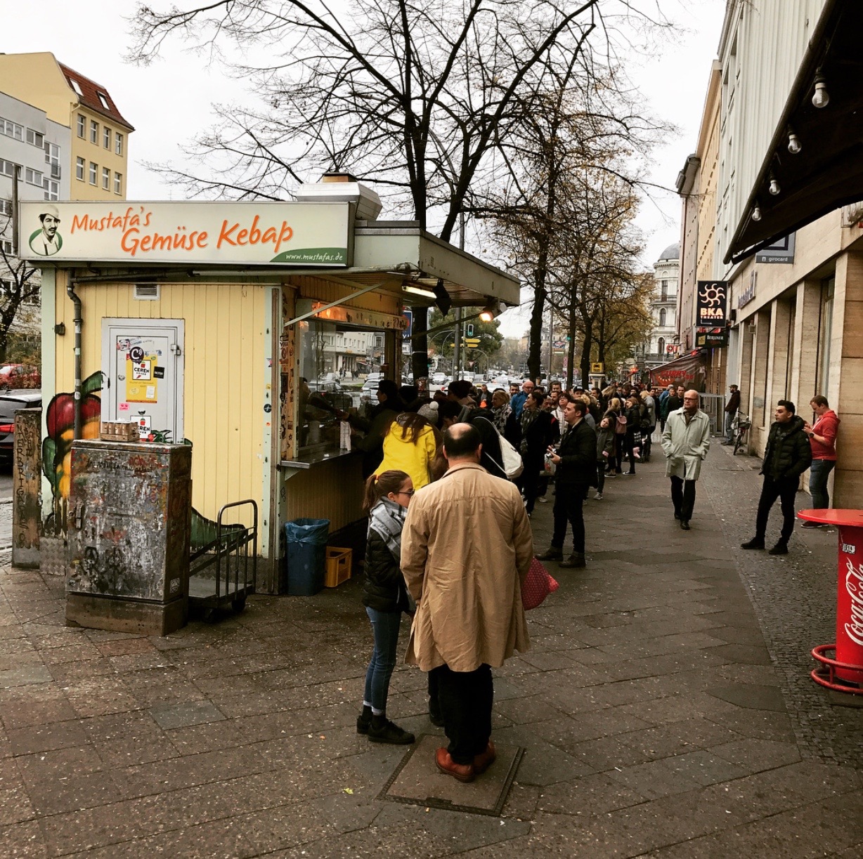 line of people waiting for a kebab in Berlin at Mustafas