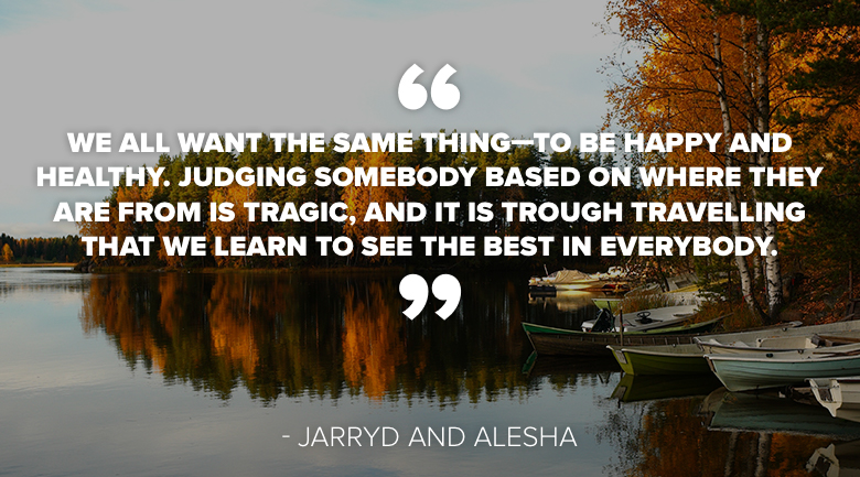 Travel quote by Jarryd and Alesha