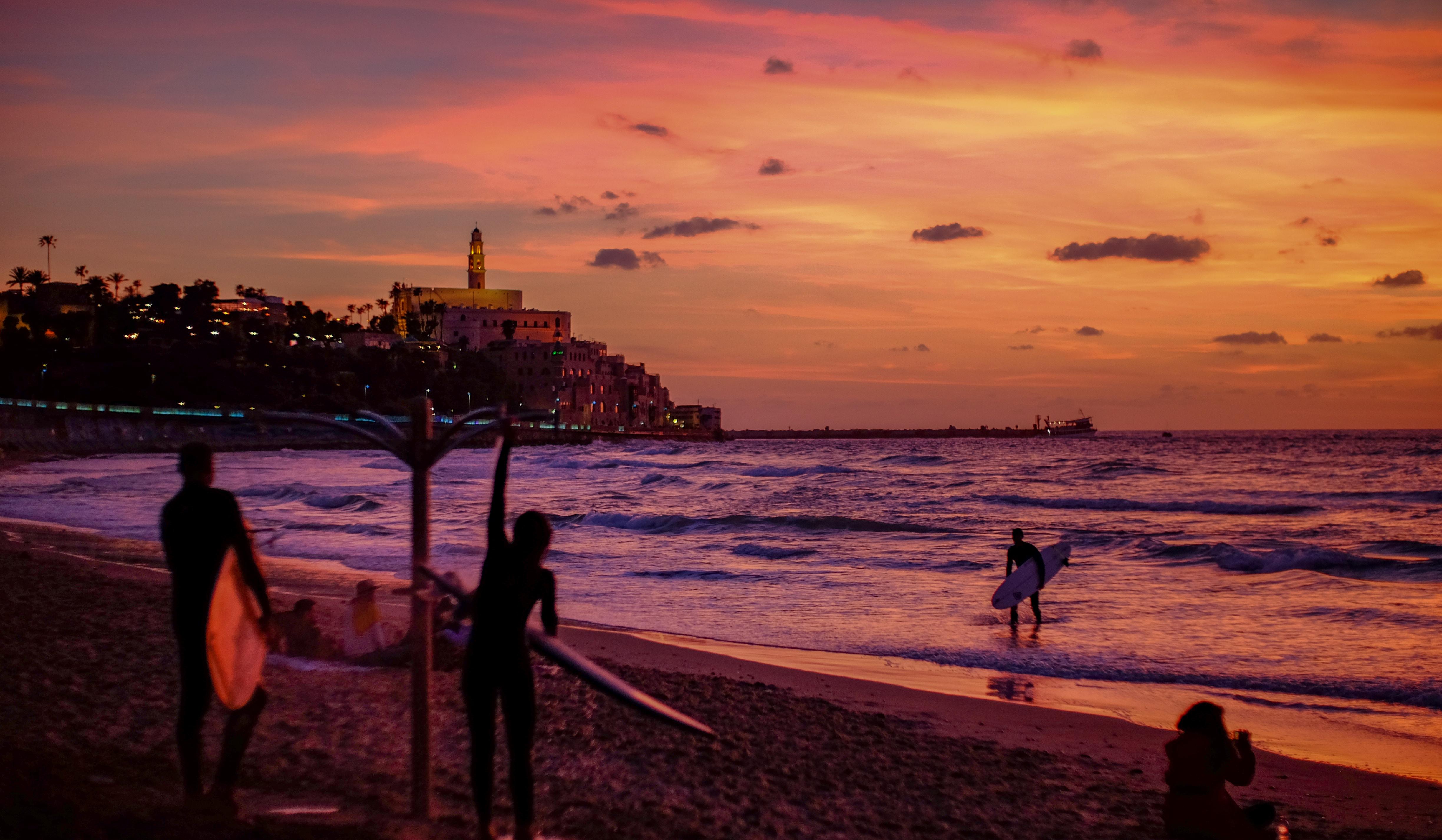 Locals on the beach in Tel Aviv