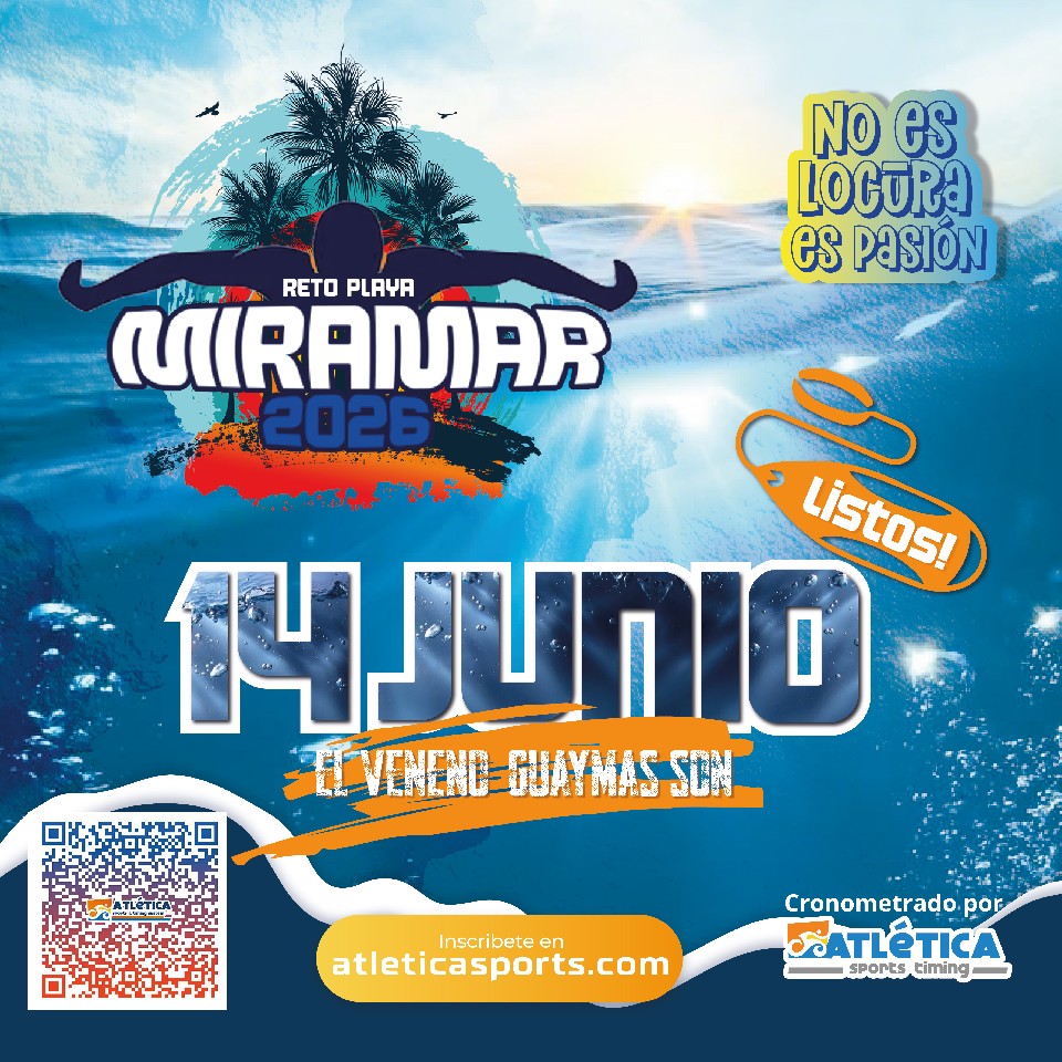 Cartel de la travesía a nado RETO PLAYA MIRAMAR AGUAS ABIERTAS 2026
