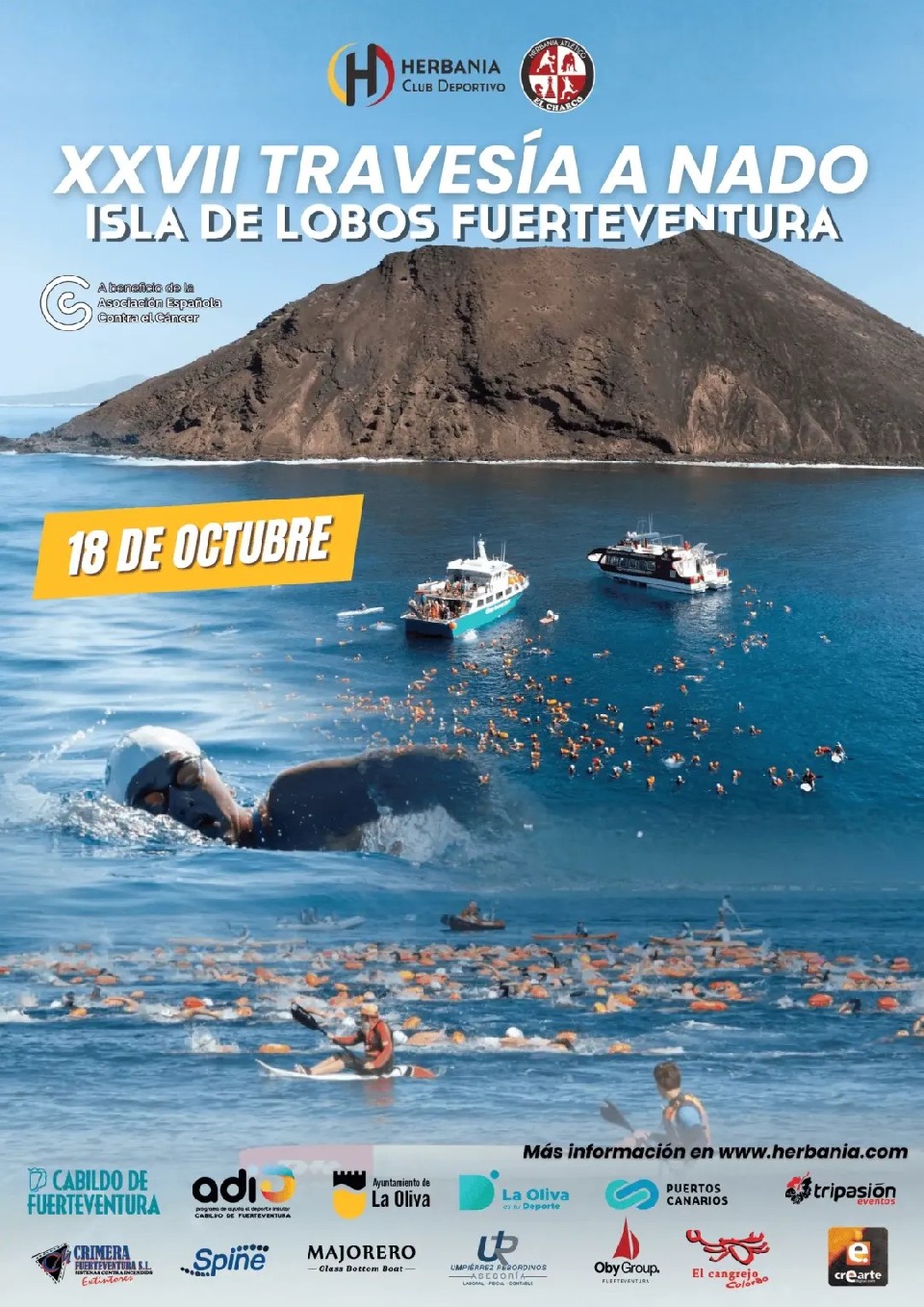 Cartel de la travesía a nado XXVII Travesía a nado Isla de Lobos-Isla de Fuerteventura 2026