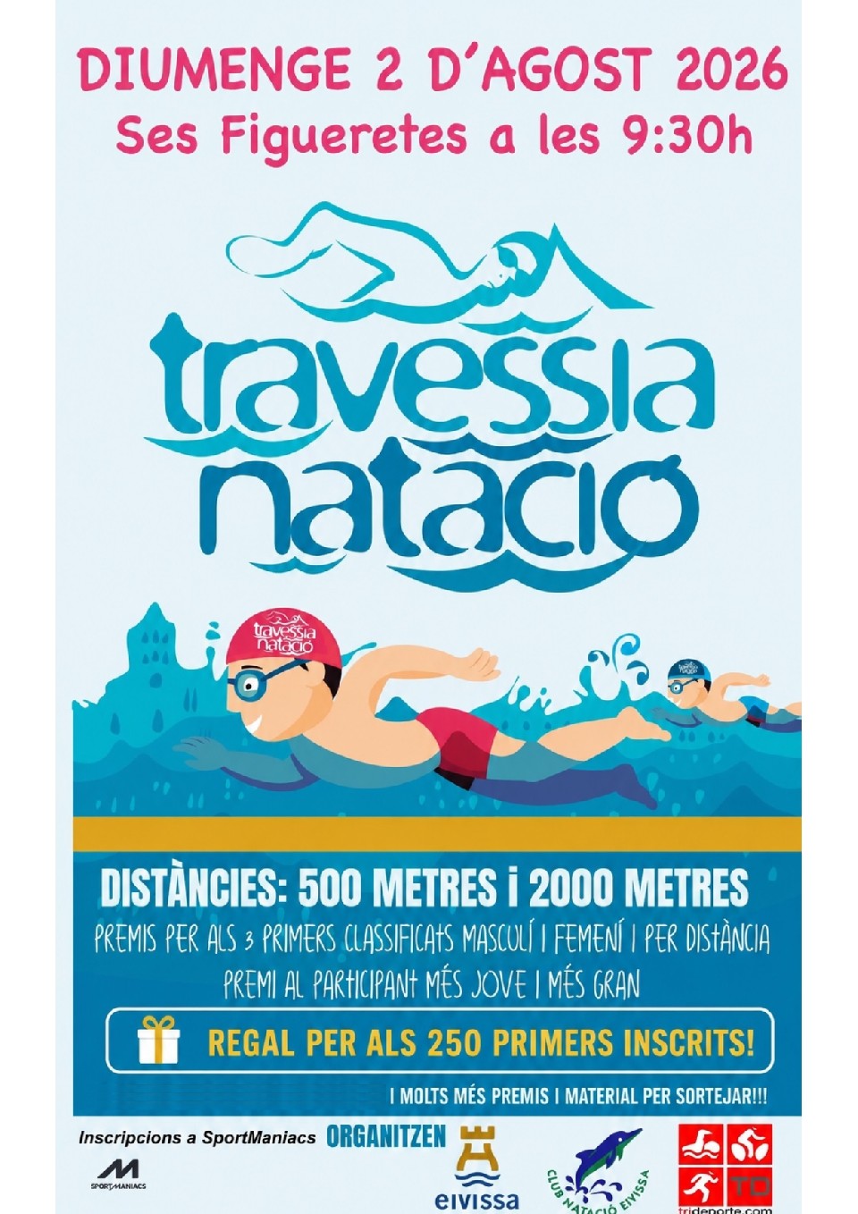 Cartel de la travesía a nado VII TRAVESIA CANAL DE NADO EIVISSA 2026