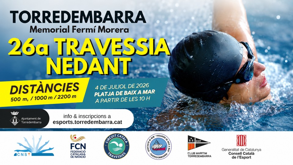 Cartel de la travesía a nado 26A Travessia Nedant Torredembarra "Memorial Fermí Morera" 2026