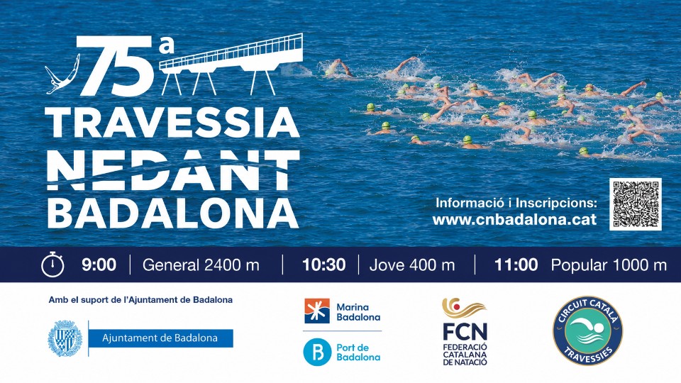 Cartel de la travesía a nado Travessia Nedant de Badalona 2026