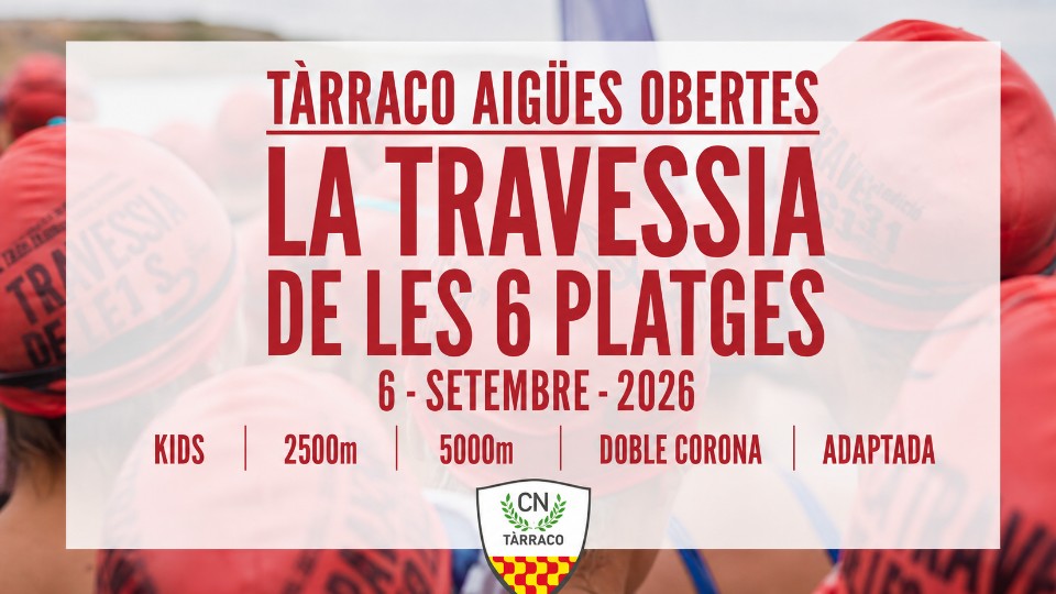 Cartel de la travesía a nado 11a TÀRRACO AIGÜES OBERTES - La Travessia de les 6 Platges
