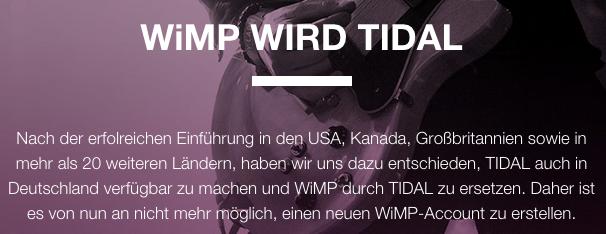 Wimp wird Tidal klein