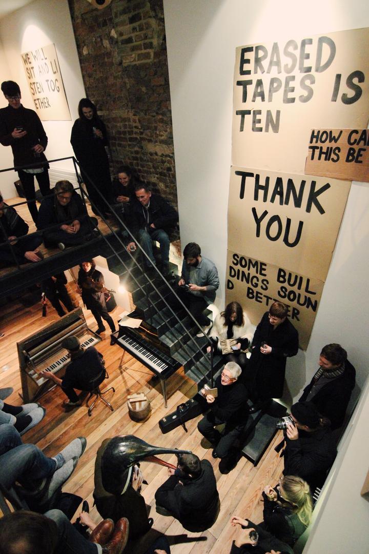 2017 — Penguin Cafe performing at the grand opening of the Erased Tapes Sound Gallery (photo by Alex Kozobolis)