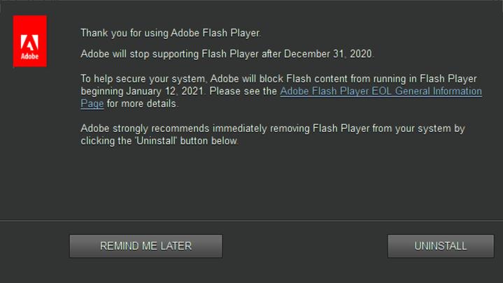 adobe flash outdated leseliste