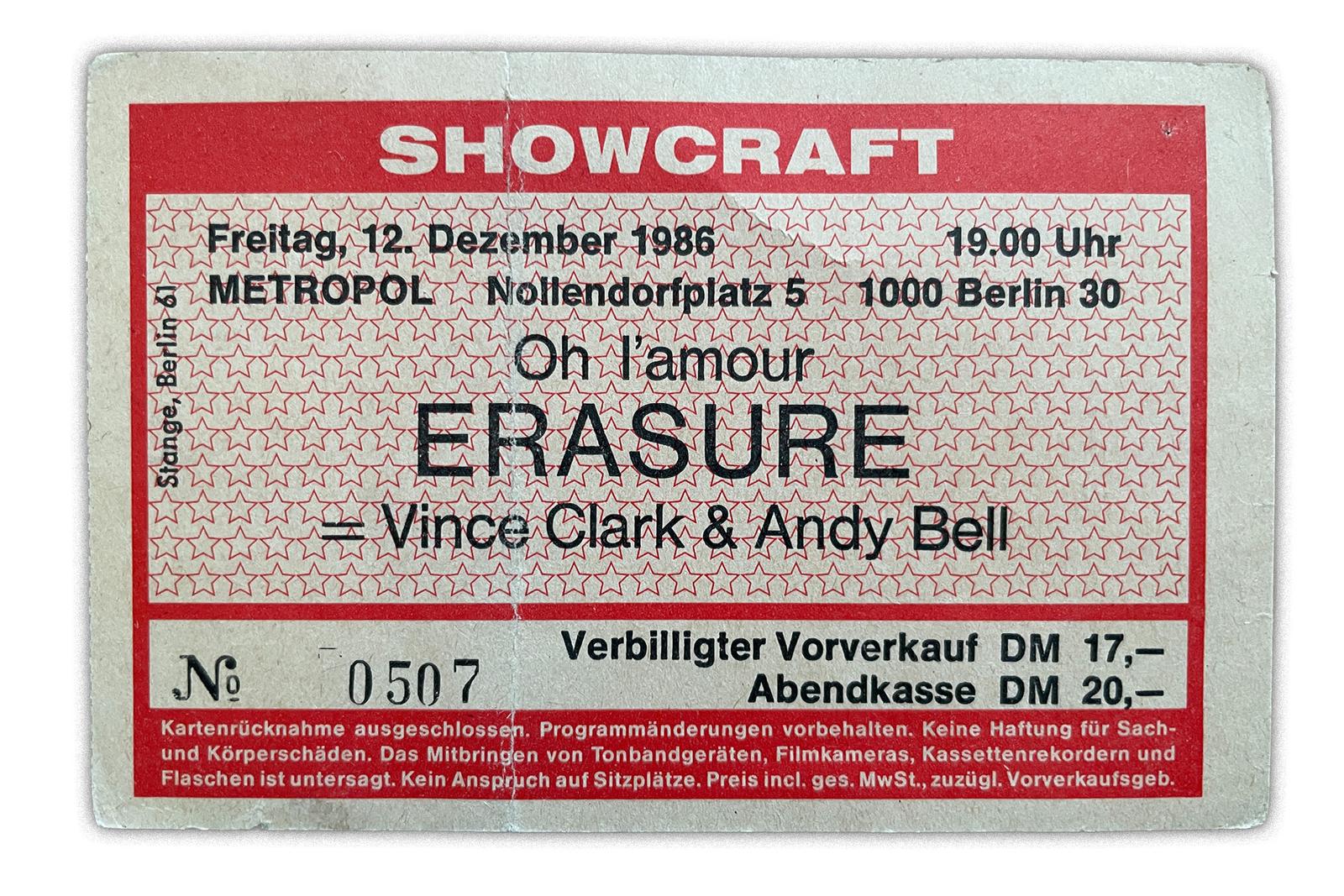 Konzerterinnerung-Erasure 1986