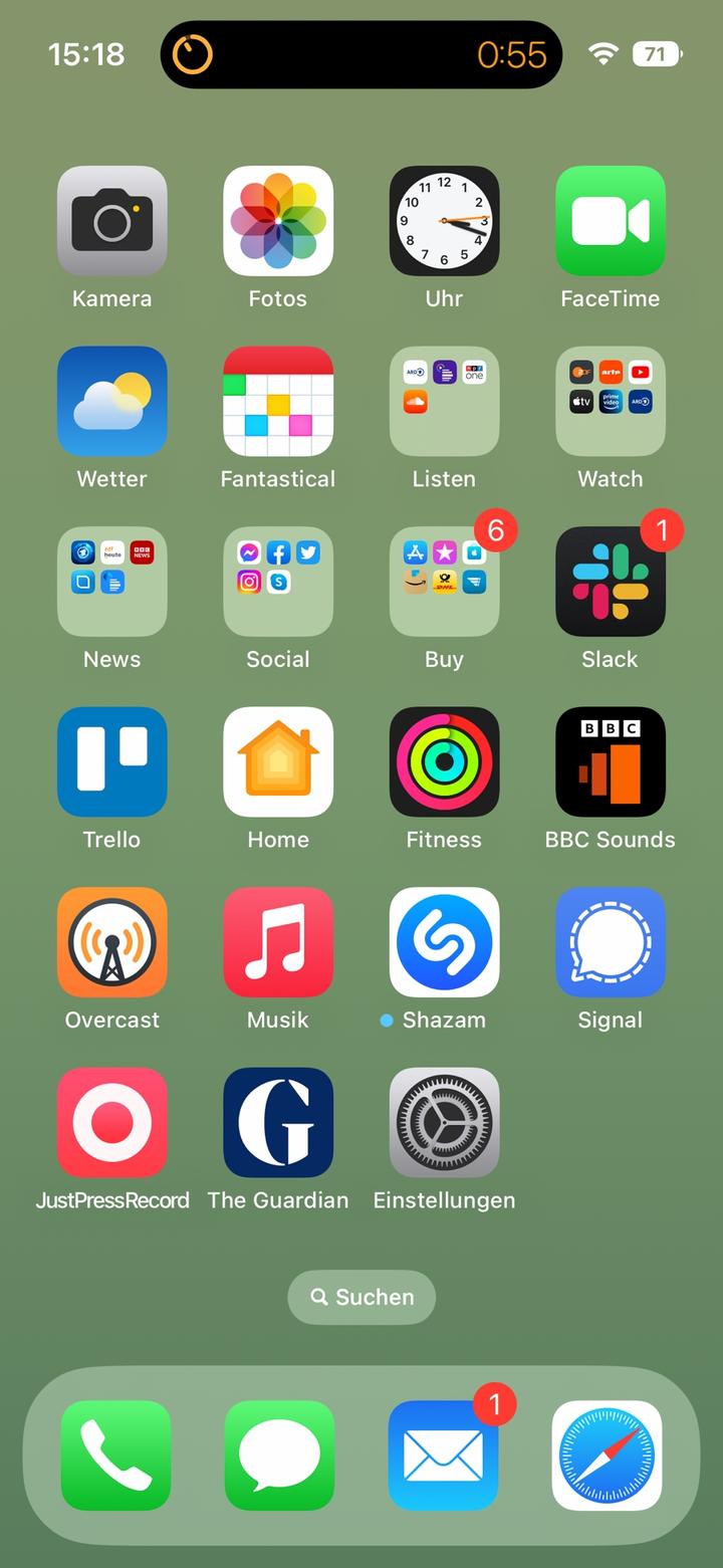 iPhone 14 Pro mit aktivem Timer in der Dynamic Island