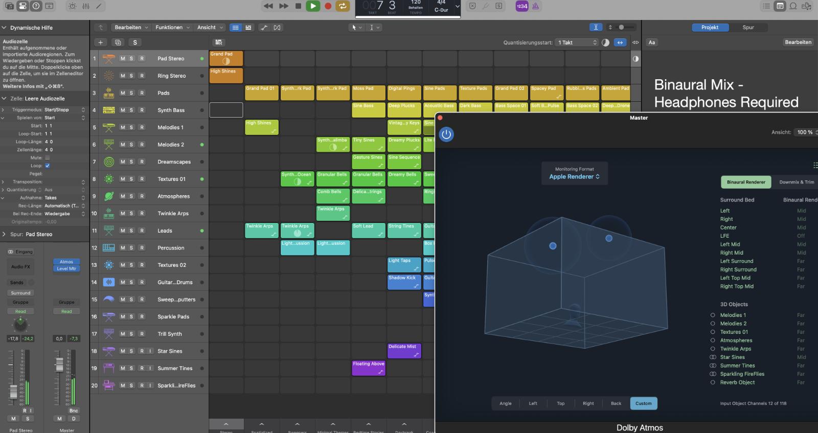 Dolby-Atmos-mixing in Logic Pro