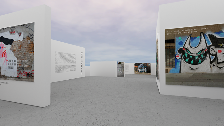 High res VR space with Street art murals