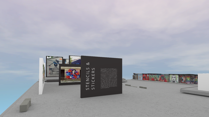 High res VR space with Street art murals