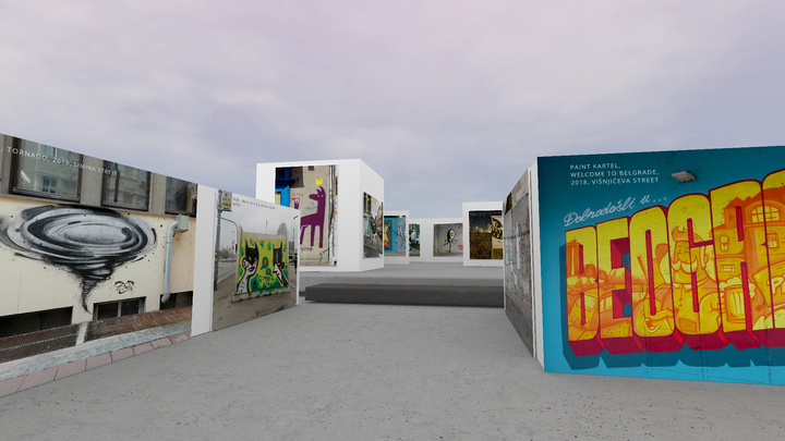 High res VR space with Street art murals
