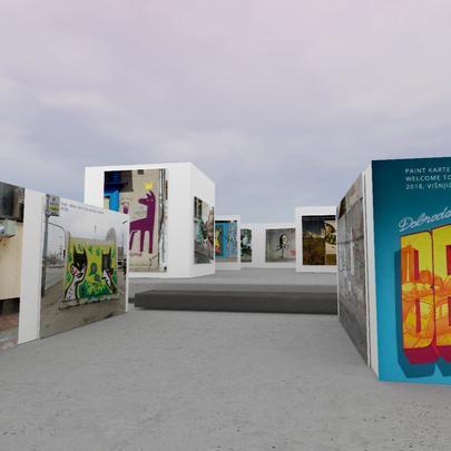 High res VR space with Street art murals