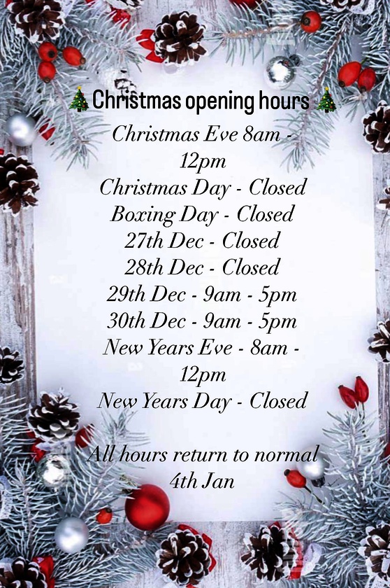 Christmas Opening Hours Blog