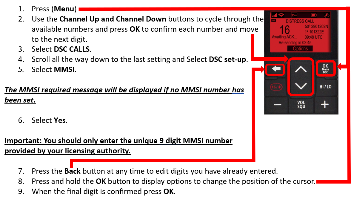 Raymarine RAY90-91 MMSI steg 1