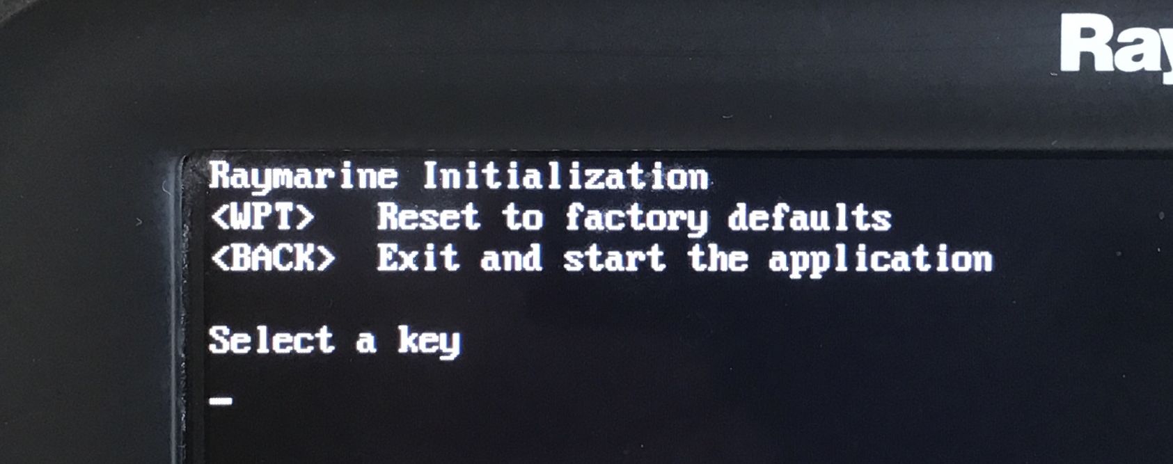 Raymarine &aring;terst&auml;llning &ndash; Power-on reset