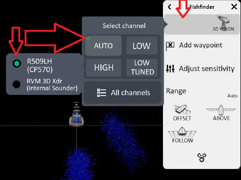 Raymarine CP570 inst&auml;llning