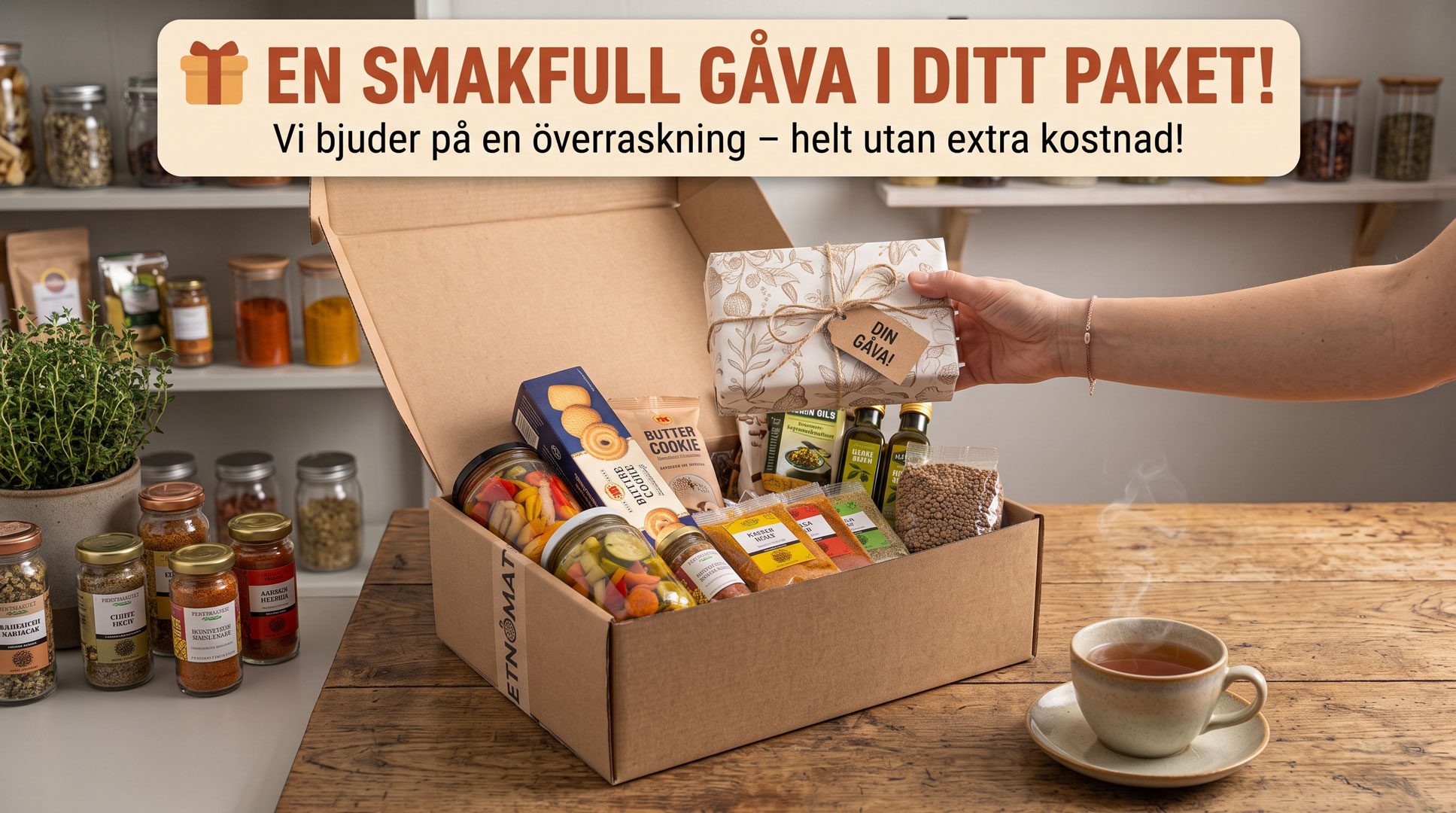 Smakfull gåva ingår i din beställning från Etnomat