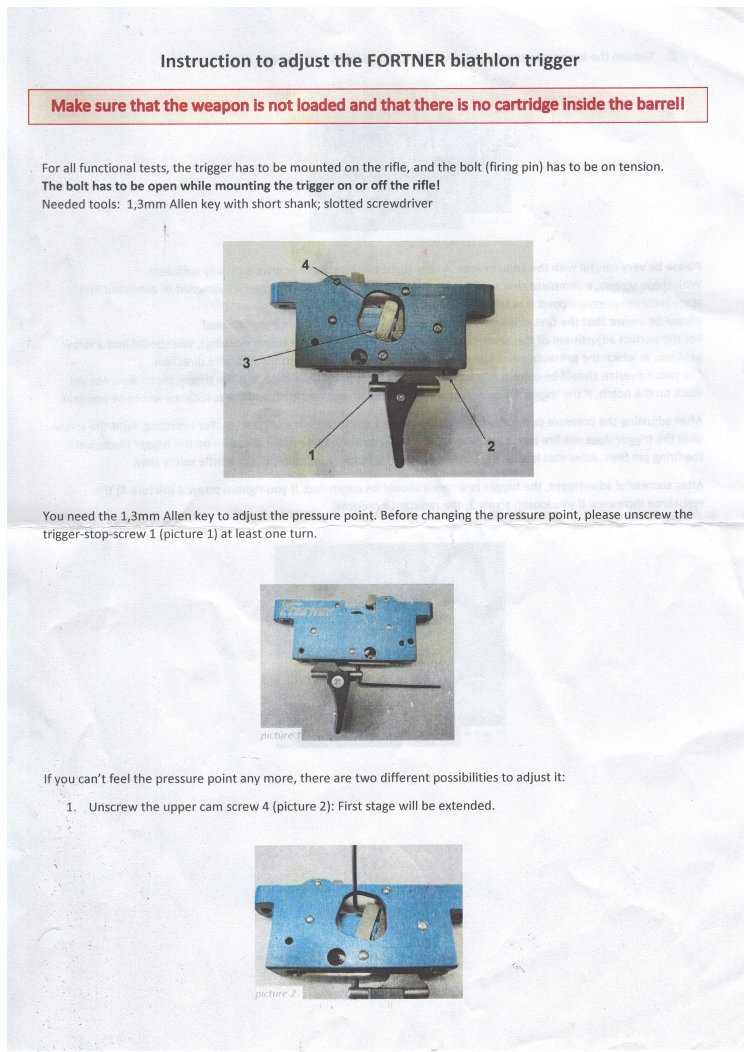 Fortner-avtryckare – positioner för skruv 1–4