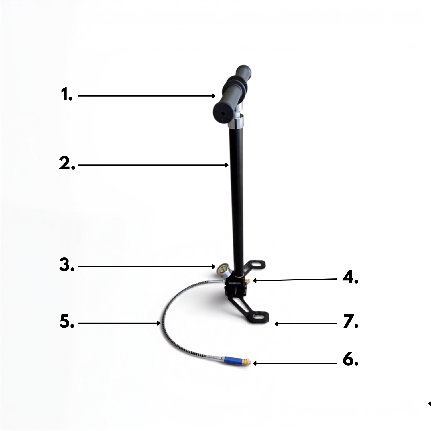ProAir PCP-handpump med handtag, manometer, slang och fotplatta